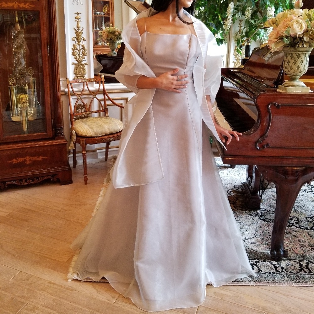 Vintage organza gown with shawl